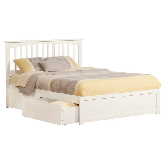 Mission Platform Bed with Flat Panel Foot Board and 2 Urban Bed Drawers in, Multiple Colors and Sizes