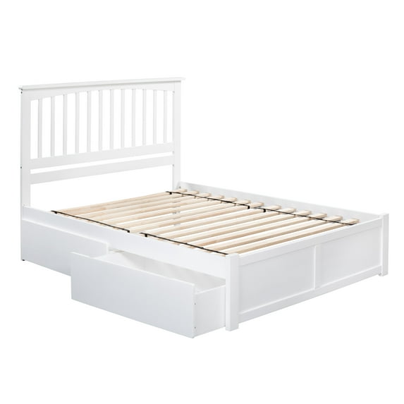 Mission Platform Bed with Flat Panel Foot Board and 2 Urban Bed Drawers in, Multiple Colors and Sizes