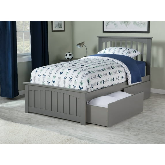 Mission Platform Bed with Matching Foot Board with 2 Urban Bed Drawers in, Multiple Colors and Sizes