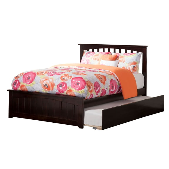 Mission Platform Bed with Matching Foot Board with Twin Size Urban Trundle Bed in, Multiple Colors and Sizes