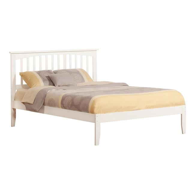 Mission King Size Platform Bed with Slatted Wood Headboard in Light Finish