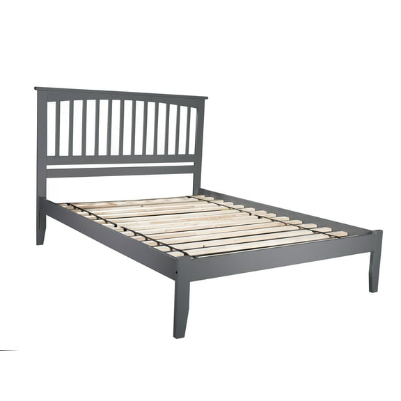 Mission Platform Bed with Open Foot Board in Gray and King