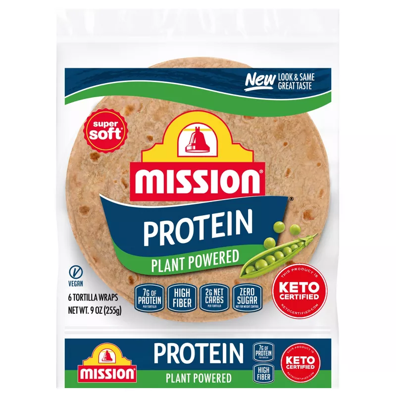 Mission Protein Tortilla Wraps 9oz 6ct - High Protein, Tortilla Wraps, Healthy, Low Carb, Soft