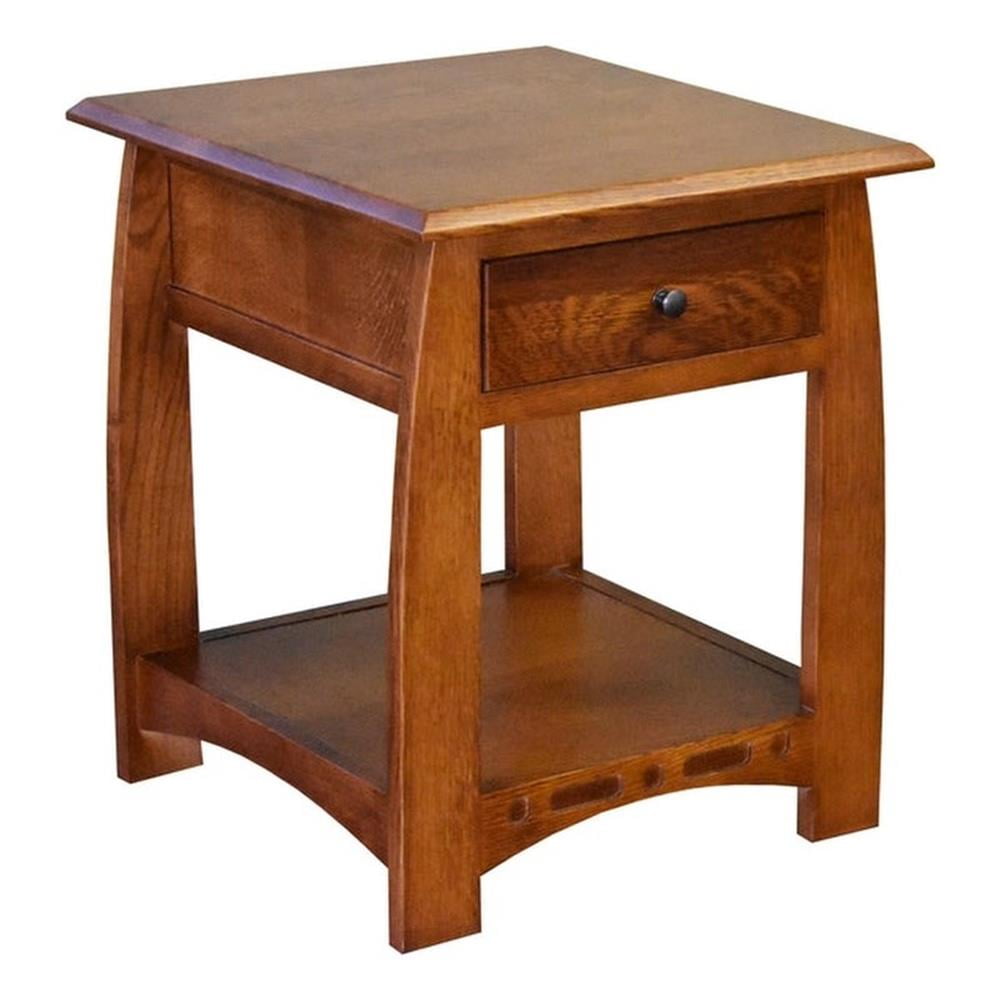 Solid Oak Michael's Cherry Stain End Table with Drawer Storage