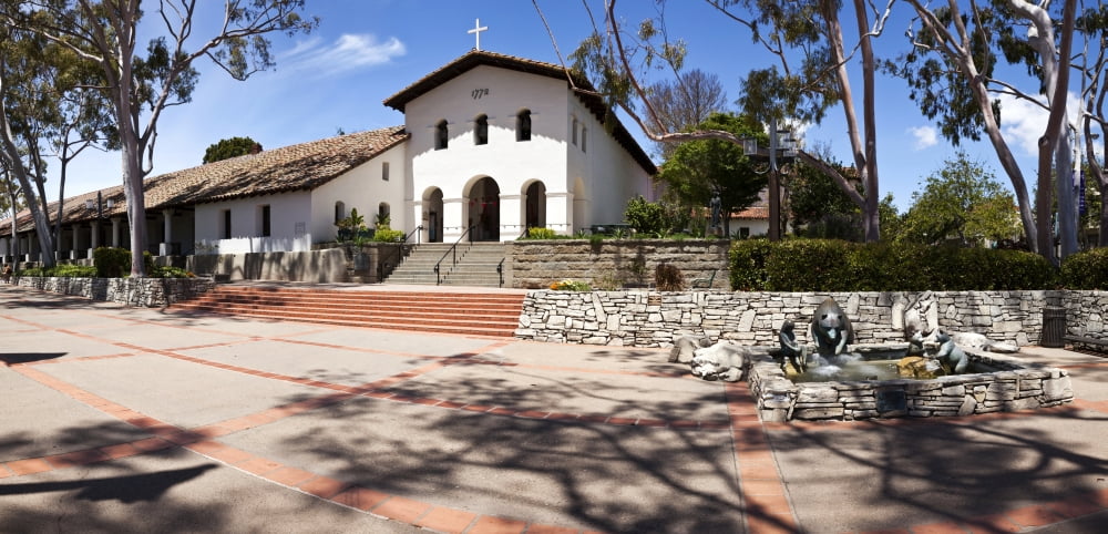 Mission Santa Barbara church at roadside Santa Barbara California USA Canvas Art - Panoramic Images (27 x 9)