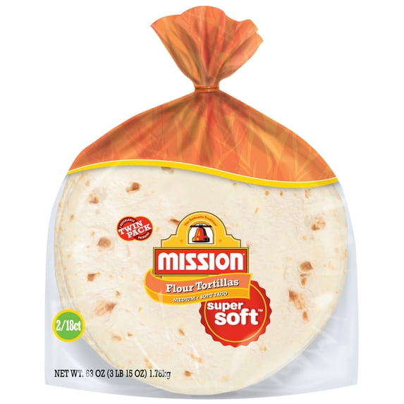 Mission Soft Taco Flour Tortillas, 18 Count (Pack of 2)