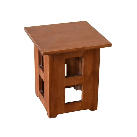 Mission Solid Oak Square End Table with Cut Outs - Michael's Cherry (MC1)