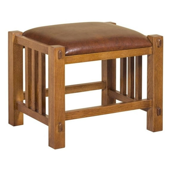 Mission Spindle Stool - Quarter Sawn Oak & Leather Michael's Cherry