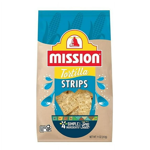 Mission Strips White Corn Tortilla Chips, 11 Ounce Bag ( Pack of 3 )