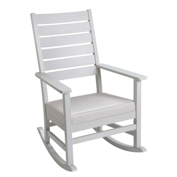 Mission style Adult Rocking chair with Upholstered Seat (White Color)