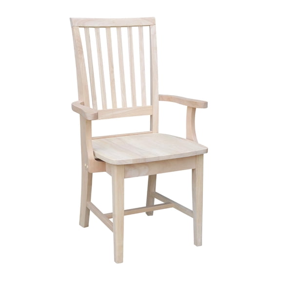 Mission Style Arm Dining Chair Solid Parawood Unfinished