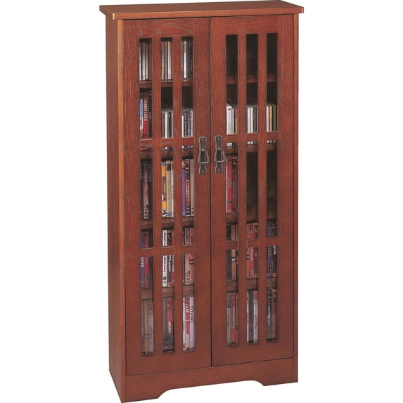 Leslie Dame 48" Tall Media Storage Cabinet with Doors in Dark Cherry