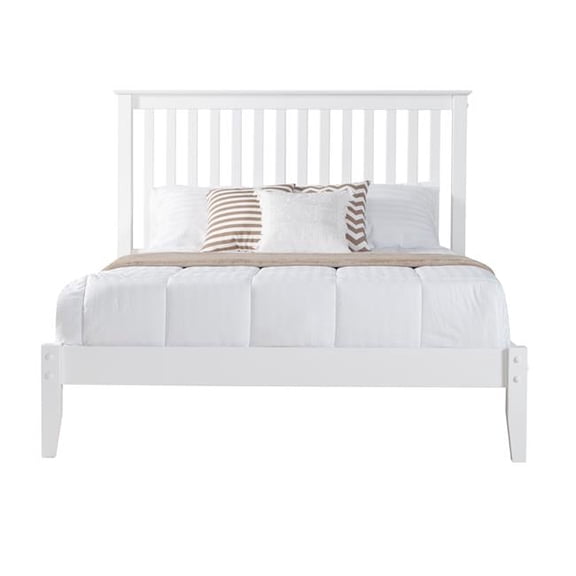 Mission Style Platform Bed, White Finish - Full Size