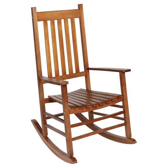 Mission Style Rocking Chair Natural Hardwood Frame Ergonomic Indoor Outdoor Seating for Living Room Patio Garden Porch Reading Relaxation Furniture