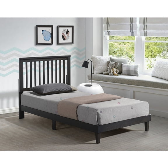 Mission Style Twin XL Platform Bed Frame with Natural Wood Grain Finish