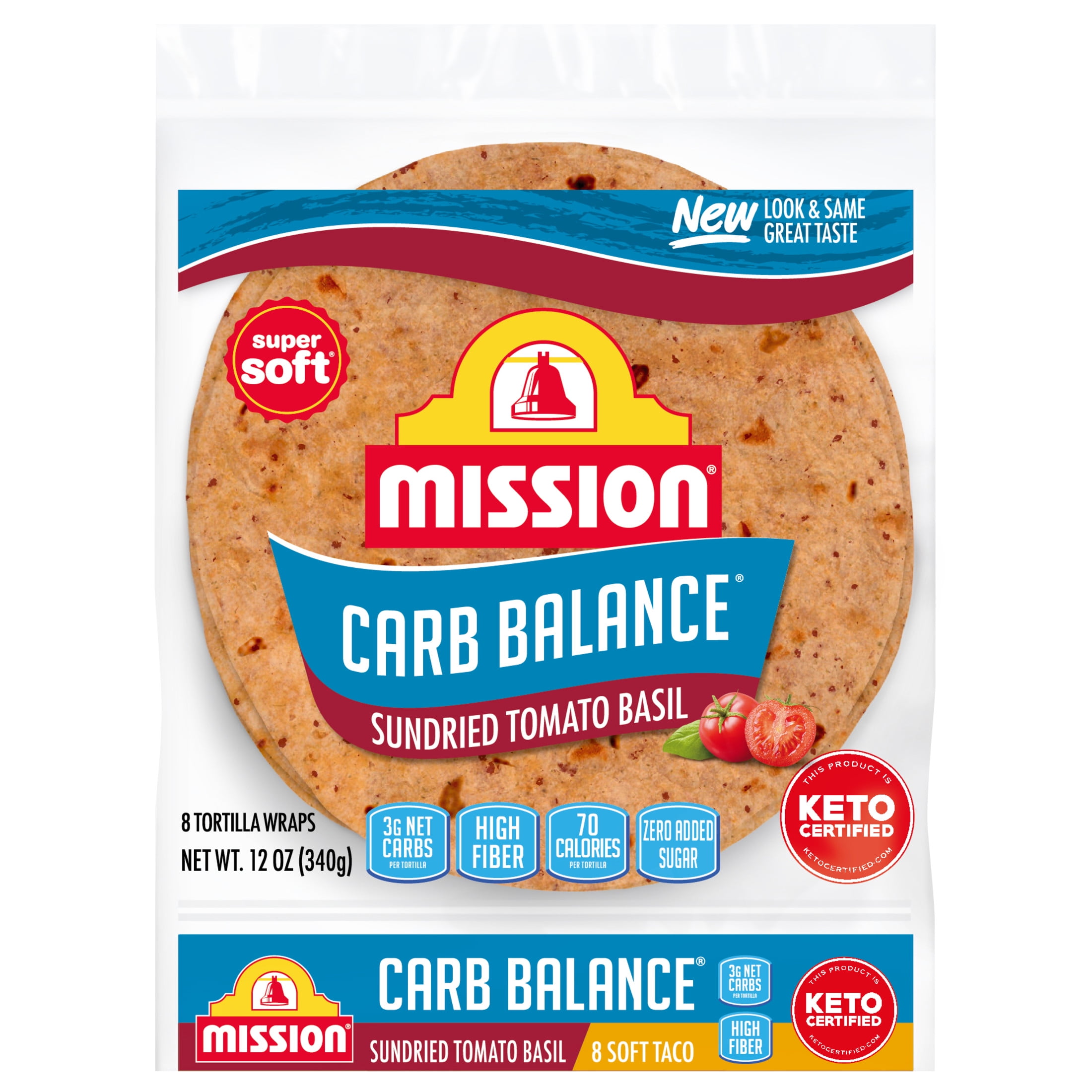 Mission Super Soft Carb Balance Sundried Tomato Basil Tortilla Wraps