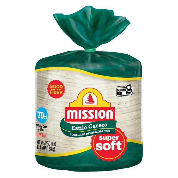 Mission Super Soft Estilo Casero White Corn Tortillas, 70 Count