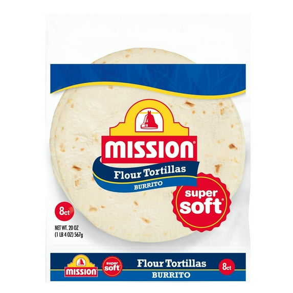 Mission Super Soft Flour Tortillas, Burrito Size, 8 Count(pack of 2)