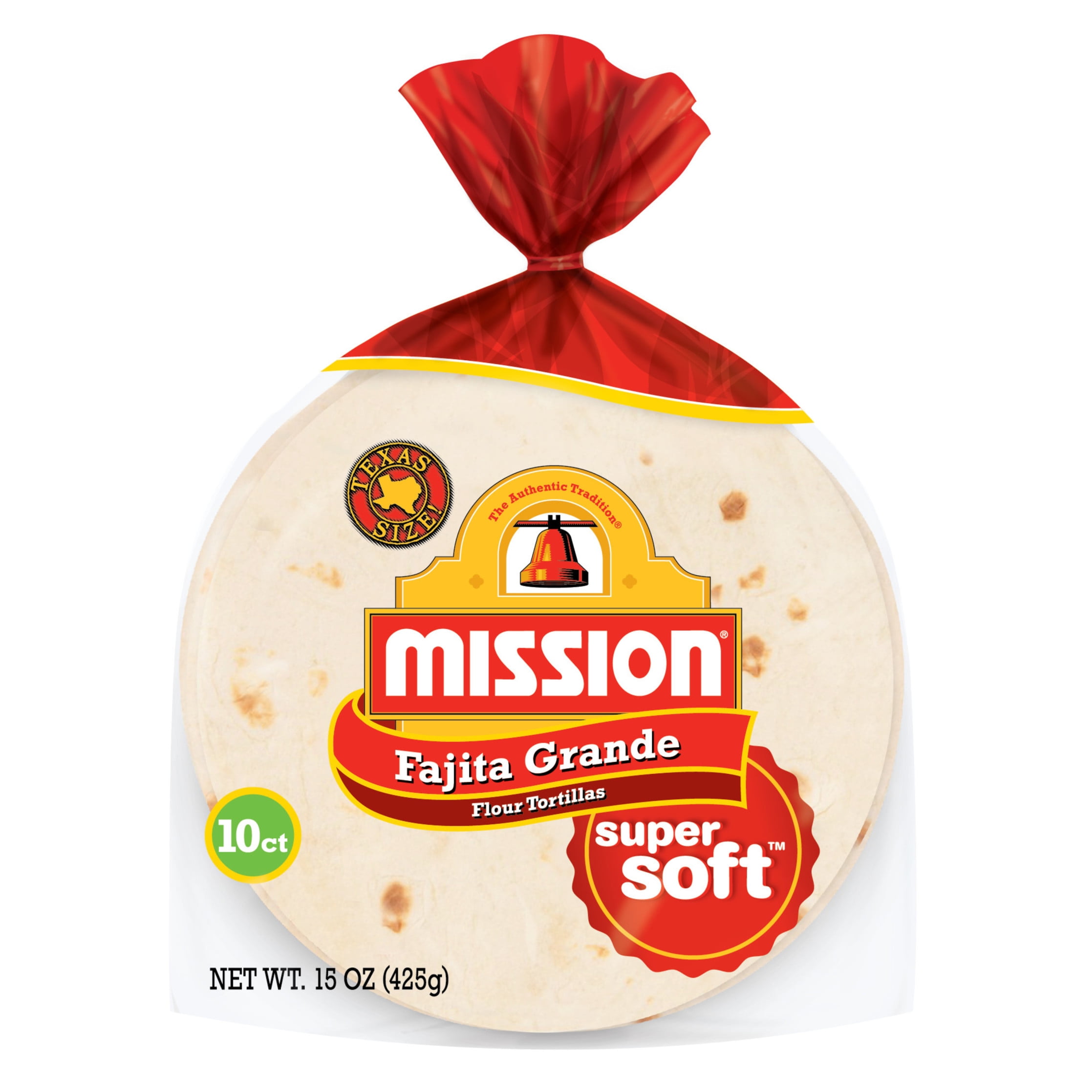Mission Super Soft Flour Tortillas, Fajita Grande Size, 10 Count