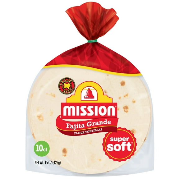 Mission Super Soft Flour Tortillas, Fajita Grande Size, 10 Count
