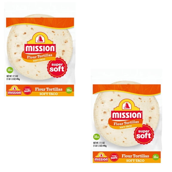 Mission Super Soft Flour Tortillas, Soft Taco Size, 10 Count PACK OF2