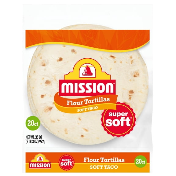 Mission Super Soft Flour Tortillas, Soft Taco Size, 20 Count, 35 oz (Pack of 2)
