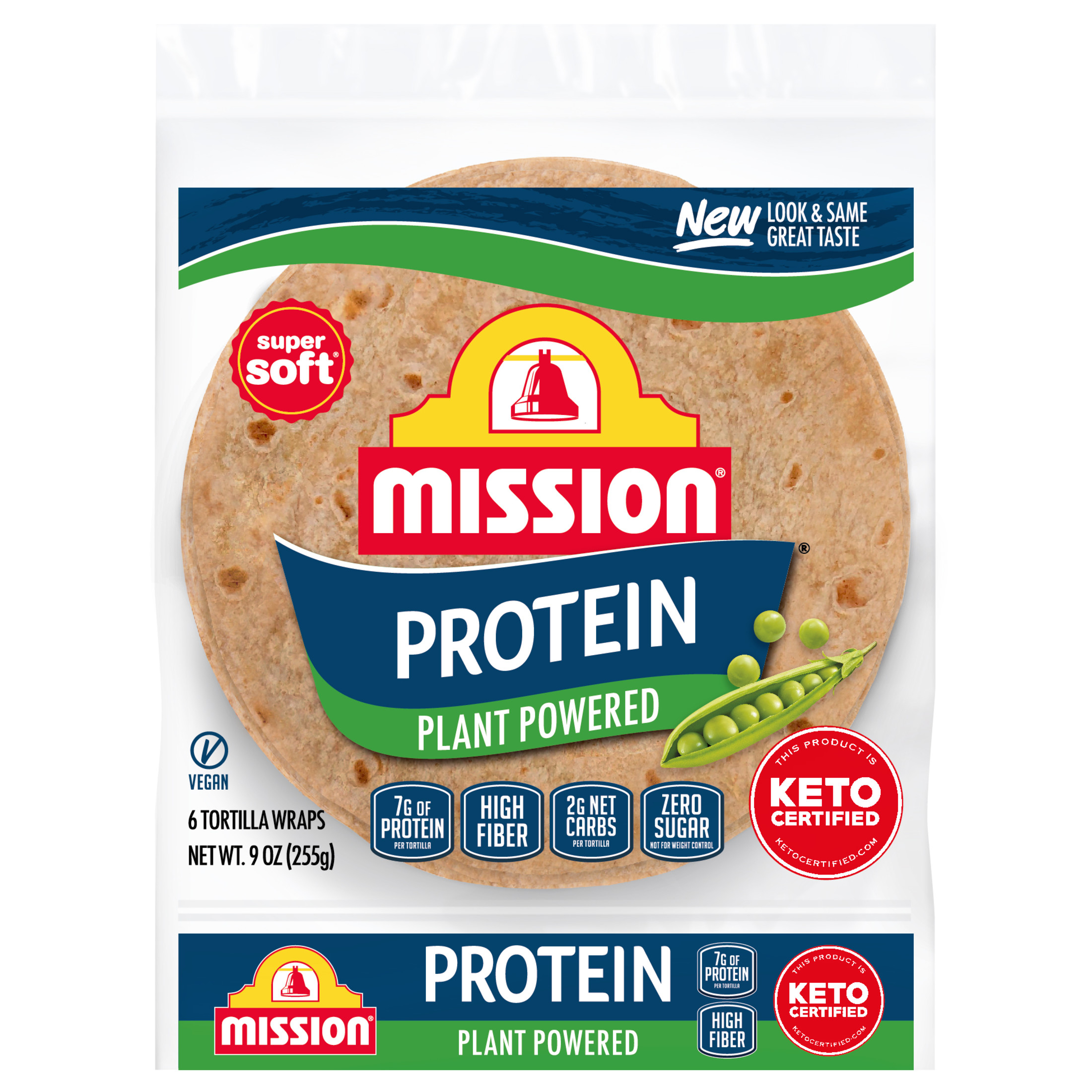 Mission Super Soft Protein Plant Powered Tortilla Wraps, 9 oz, 6 Count - image 1 of 11