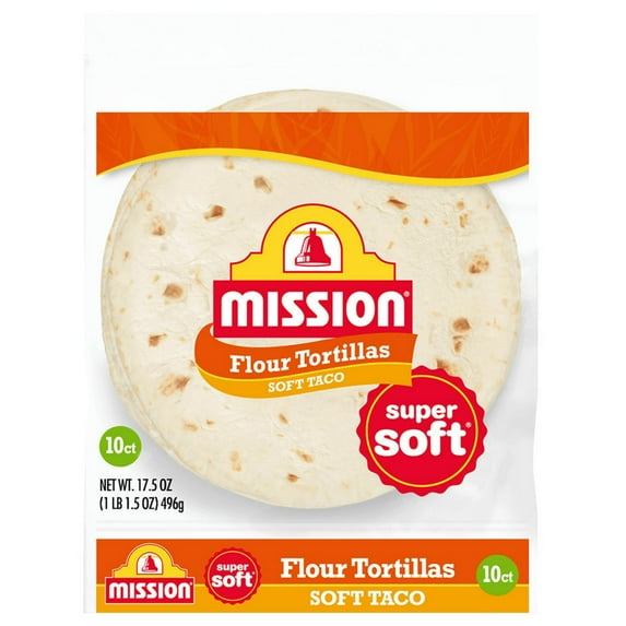 Mission Super Soft Soft Taco Flour Tortillas, 17.5 oz (Pack of 4)