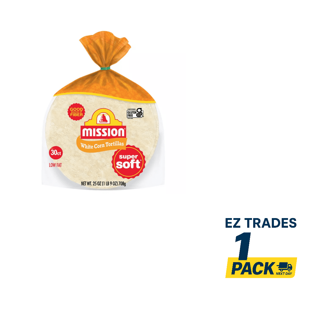 Mission Super Soft White Corn Tortillas, 25oz/30ct, Super Soft White Corn Tortillas, Mission White Corn Tortillas, Soft Tortillas, ship from EZ Trades