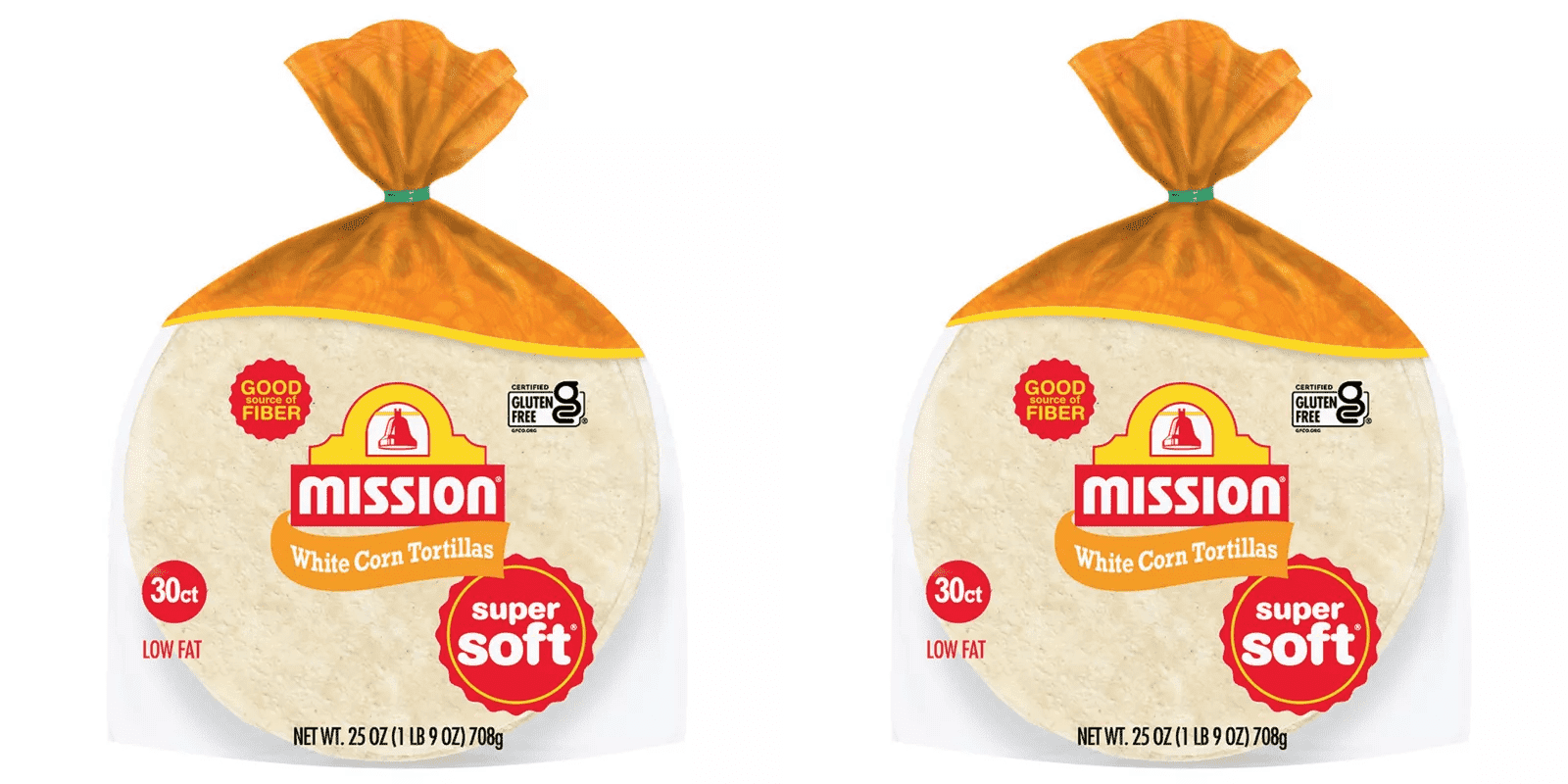 Mission Super Soft White Corn Tortillas 25oz 30ct pack of 2 - White Corn Super Soft Tortillas Large Pack Gluten Free