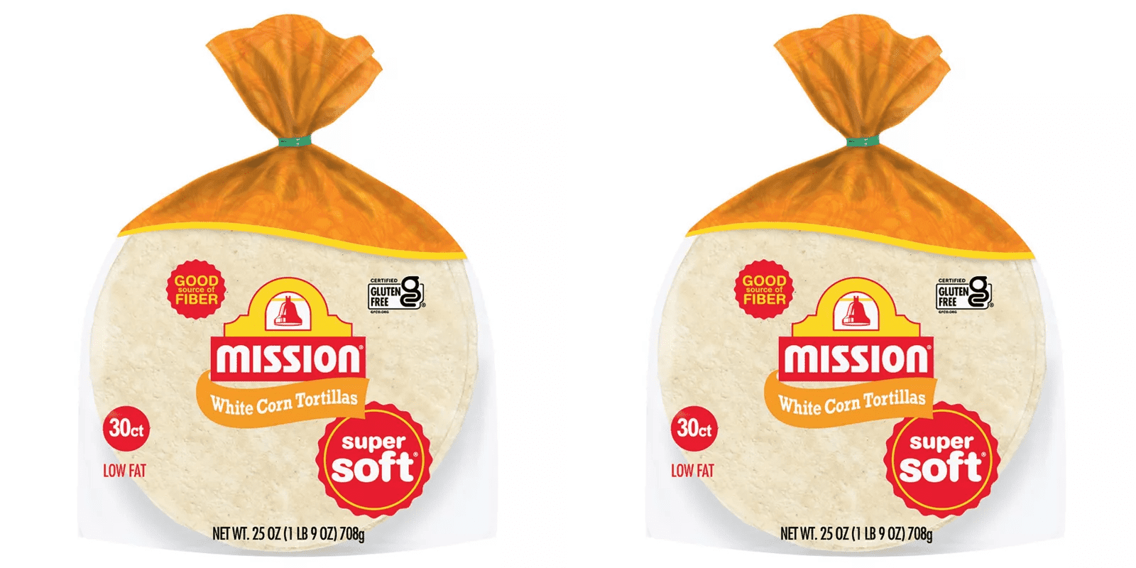 Mission Super Soft White Corn Tortillas 25oz 30ct pack of 2 - White Corn Super Soft Tortillas Large Pack Gluten Free