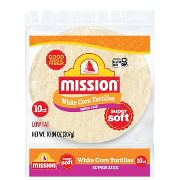 Mission Super Soft White Corn Tortillas, Super Size, 10 Count