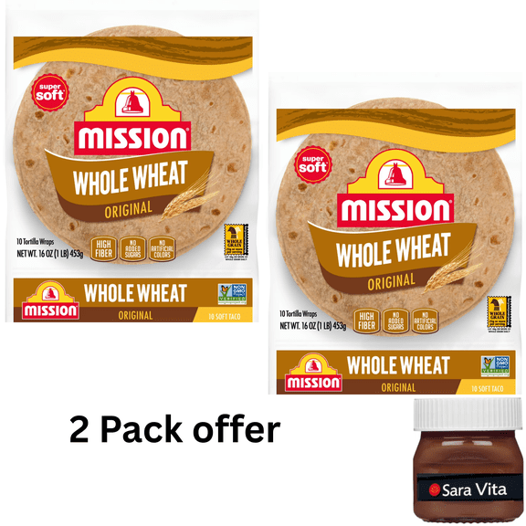 Mission Super Soft Whole Wheat Flour Tortillas, Soft Taco Size, 10 Count