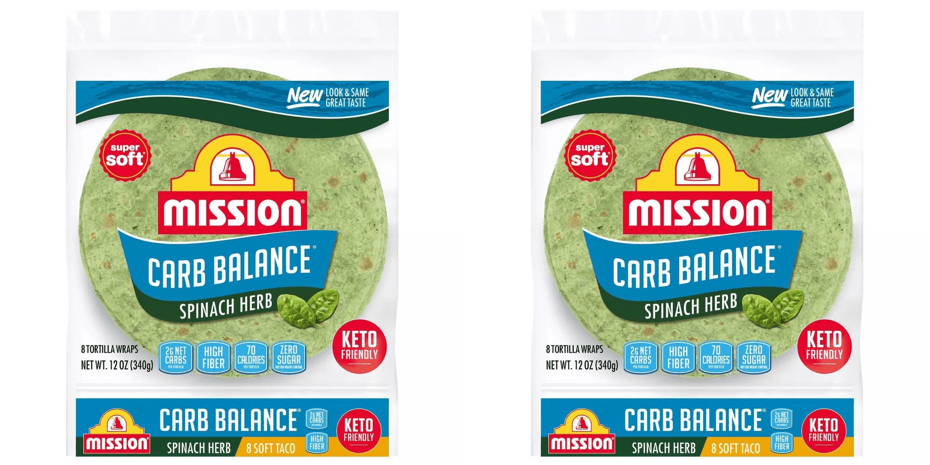 Mission Taco Size Soft Carb Balance Spinach \u0026 Herb Flour Tortillas 12oz 8ct pack of 2 - Carb Balance Spinach Herb Soft Taco Size