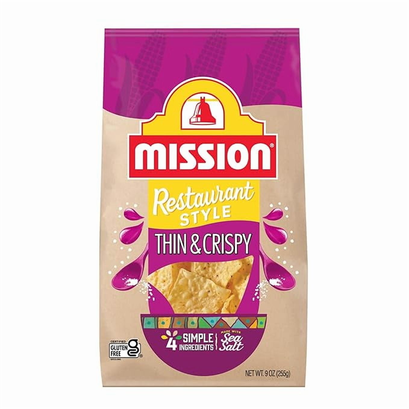 Mission Thin & Crispy Tortilla Chips, Restaurant Style Corn Tortilla Chips, 9 oz., Gluten Free ( Pack of 3 )
