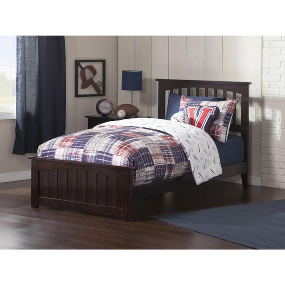 Mission Traditional Bed with Matching Foot Board, Multiple Colors and Sizes