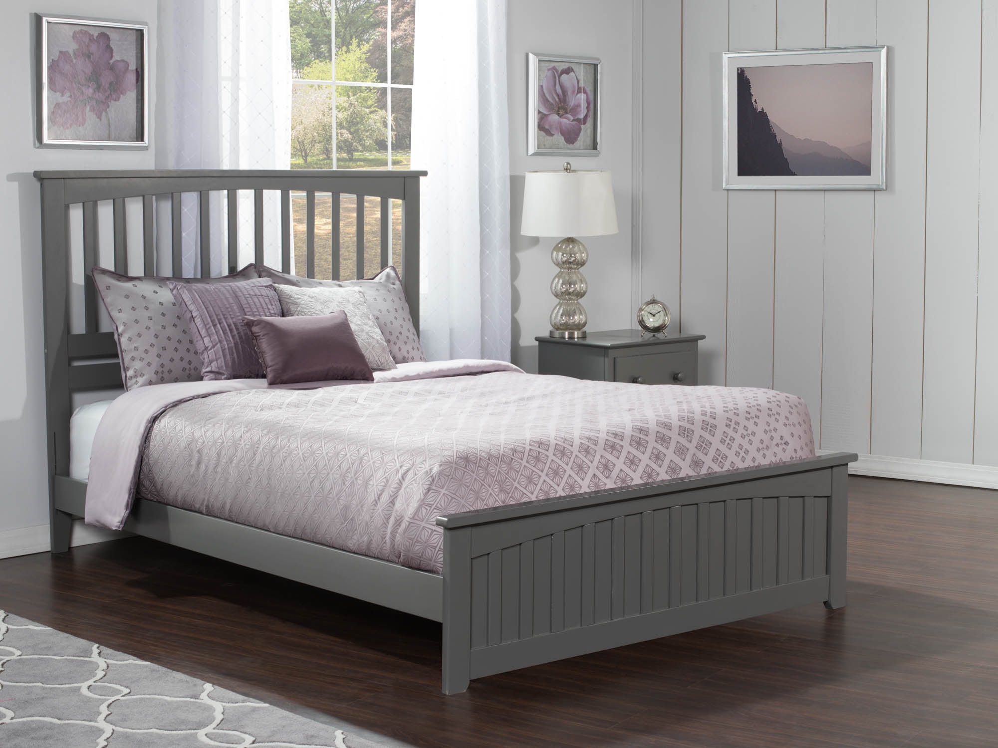 Atlantic Grey Queen Mission Solid Wood Platform Bed