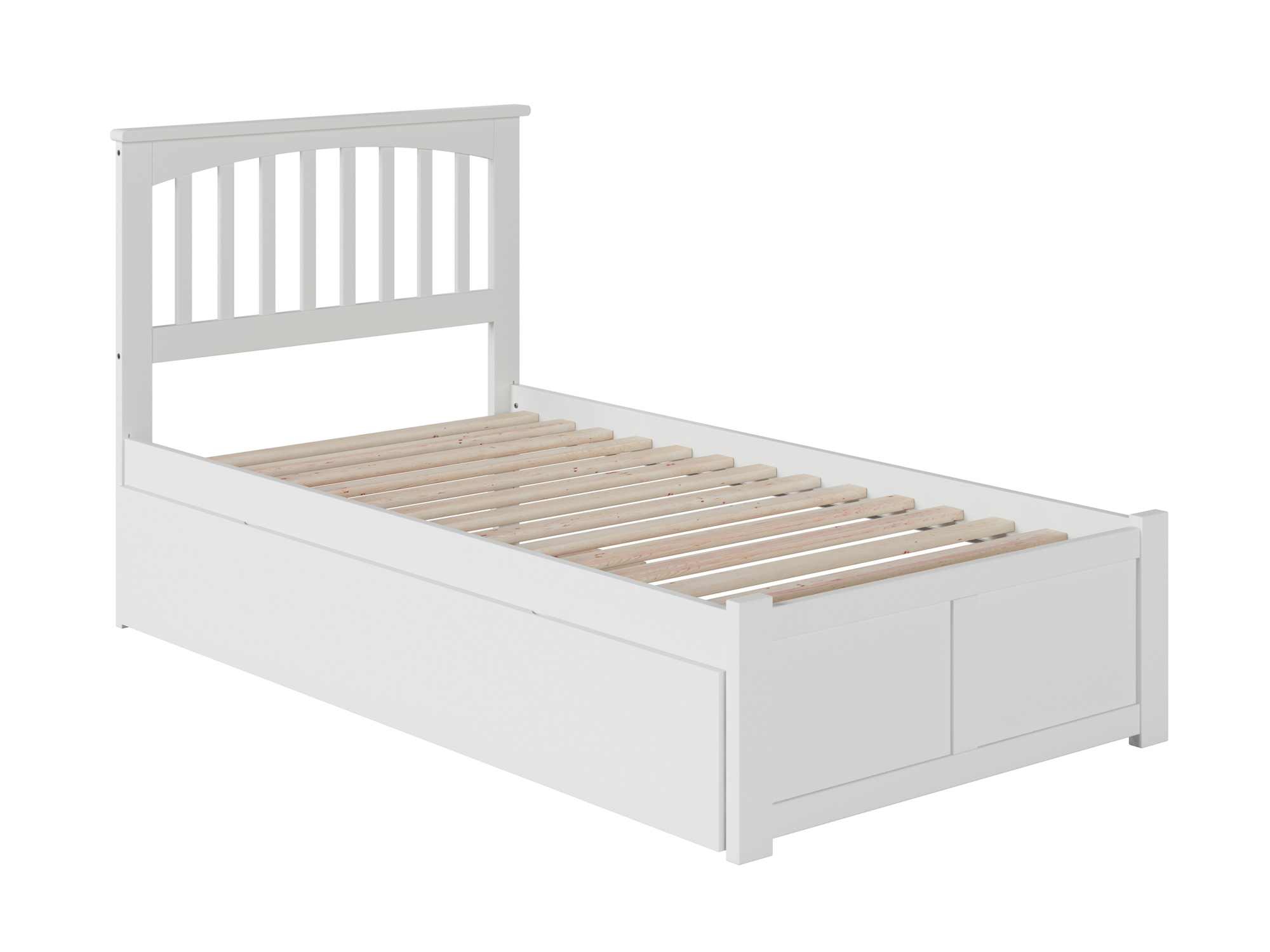 Mission Twin Extra Long Bed with Footboard and Twin Extra Long Trundle in White - image 1 of 7