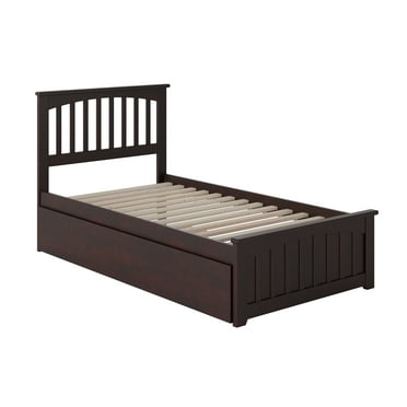 Mission Twin Extra Long Bed with Matching Footboard and Twin Extra Long Trundle in Espresso