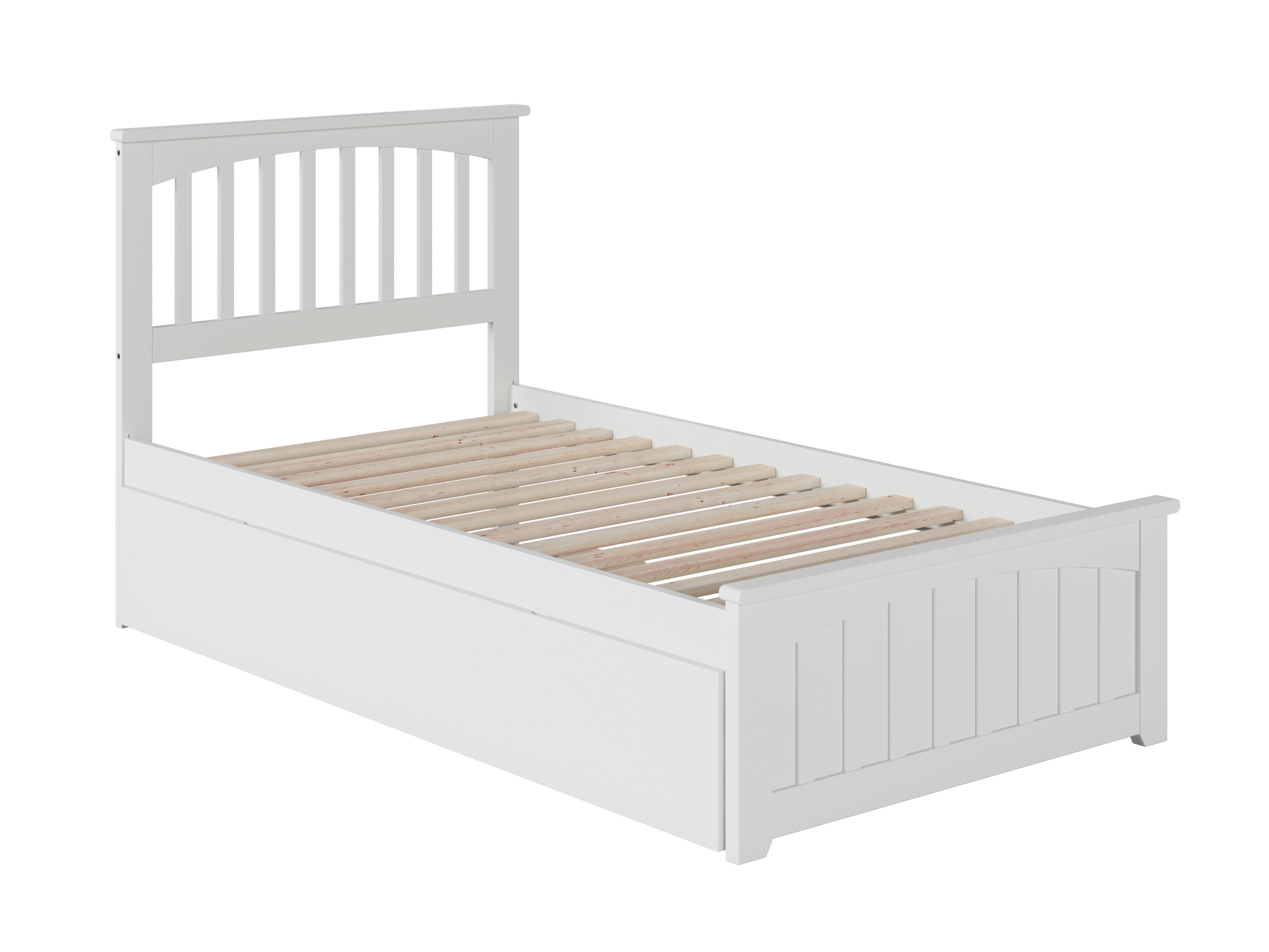 Mission Twin Extra Long Bed with Matching Footboard and Twin Extra Long Trundle in White - image 1 of 7