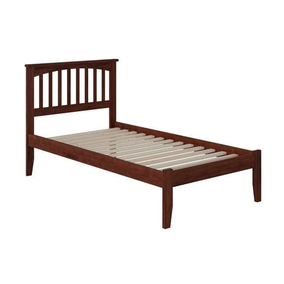 Mission Twin XL Platform Bed with Open Foot Board in Walnut