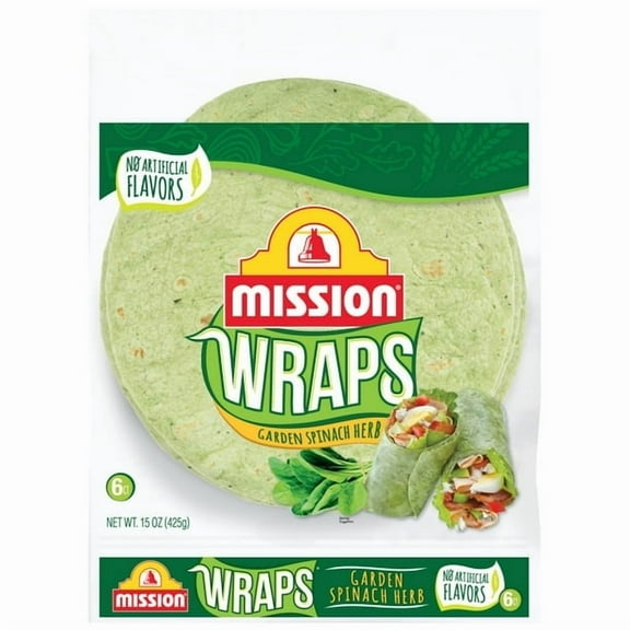 Mission Wraps Garden Spinach, 6 Count (Pack of 2)