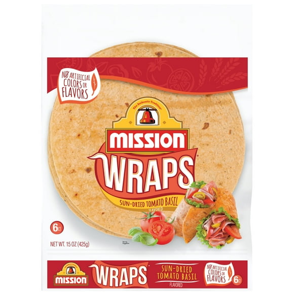 Mission Wraps Sundried Tomato Basil Flour, 6 Count