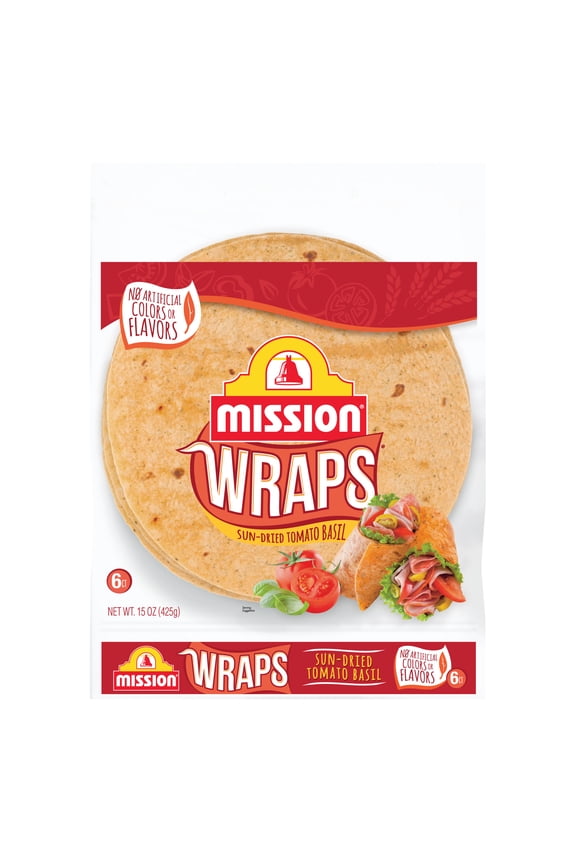 Wraps Sundried Tomato Basil Flour, 6 Count