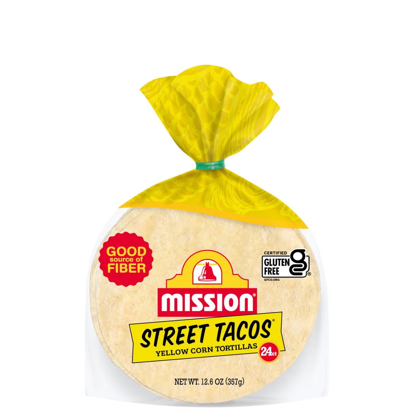 Mission Yellow Corn Tortillas Street Taco Size 24 ct - Yellow Corn, Street Taco, Gluten Free, Soft Tortillas, Authentic Flavor