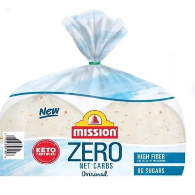 Mission Zero Net Carb Original Tortilla Family Pack - 0g Net Carbs - Keto Certified - 4.5" Street Taco - 28 Count, 17.78 oz., Keto Friendly Low Carb FLour Tortillas