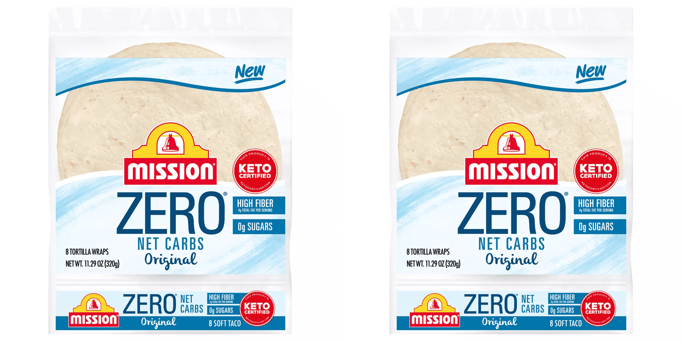 Mission Zero Net Carbs Original Flour Tortillas Soft Taco Size 8 ct pack of 2 - Low Carb Original Soft Taco Gluten Free Healthy Wraps