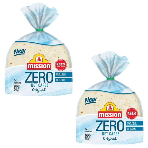 Mission Zero Net Carbs Original Flour Tortillas, Street Taco Size, 14 ct pack of 2