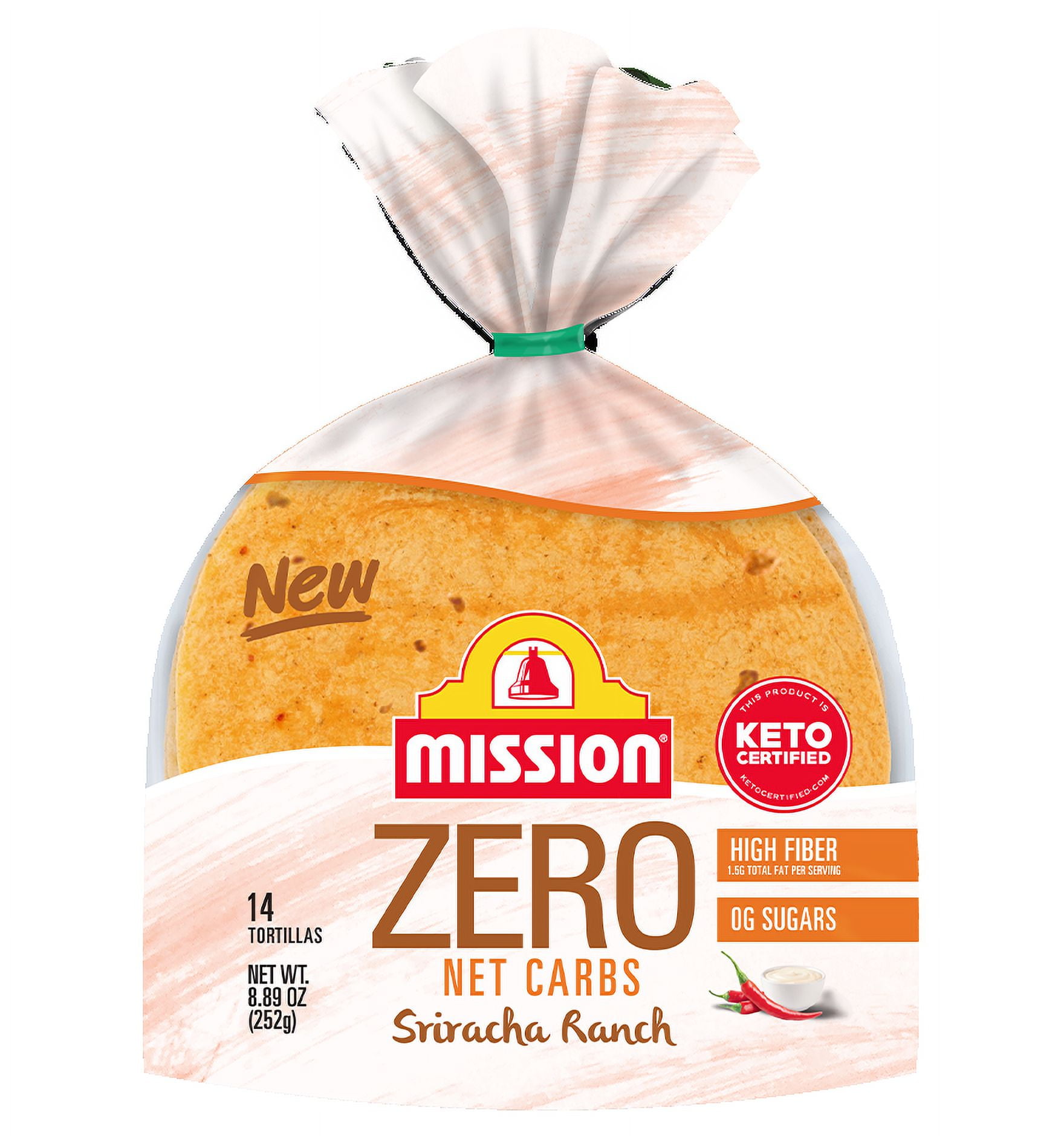 Mission Zero Net Carbs Tortillas Sriracha Ranch 4" Street Taco Size