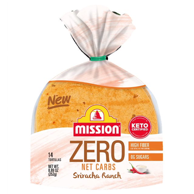 Mission Zero Net Carbs Tortillas Sriracha Ranch 4" Street Taco Size